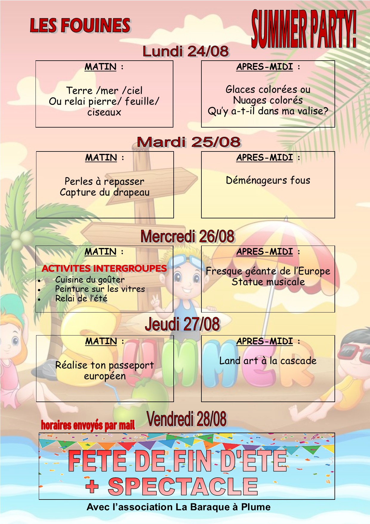 VACANCES ETE 2026 Fouines